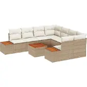 vidaXL Garten-Sofa-Set 9 stk. Beige Poly Rattan