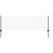 vidaXL Euro-Zaun mit Pfosten 25 x 0,6 m PVC-beschichteter Stahl Grau