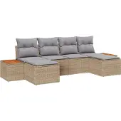 vidaXL Gartensofa-set 6 stk. Beige und Hellgrau Poly Rattan