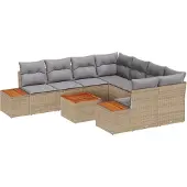 vidaXL Garten-Sofa-Set 9 stk. Beige Poly Rattan