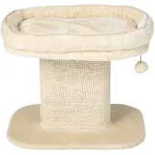 Costway Kratzbaum Klein, 50cm hoch, Katzenbaum mit weicher Plüschsitzfläche & Sisal-Kratzsäule & Ball, Katzenkratzbaum Holz, Katzen Katzenmöbel Kletterbaum, Aktivitätsbaum Spielbaum (Beige)