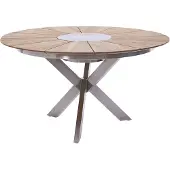 Diamond Garden Tisch LYON Ø 140 cm, Edelstahl / Teak