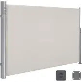 Songmics Alu Seitenmarkise 160 x 350 cm 280 g/m² ausziehbar Sichtschutz, Sonnenschutz für Balkon & Terrasse Beige GSA165E