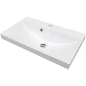 Fackelmann Gussmarmorbecken MALUA / Waschtisch aus Gussmarmor / Maße (B x H x T): ca. 60 x 14 x 35 cm / hochwertiges Waschbecken fürs Badezimmer und WC / Farbe: Weiß / Breite: 60 cm