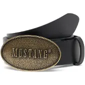 Mustang Gürtel in Schwarz mit Koppelschließe in mattem Gold-90