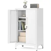 Songmics Aktenschrank abschließbar mit 2 Türen mattweiß OMC012W01