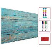 Allboards Metallische Magnettafel BLAUES BRETT 60x40cm Memoboard für jede Art von Magneten Magnetpinnwand + 4 Marker, 10 Magnete und Schwamm