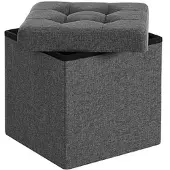 Songmics Wohnzimmer-Hocker mit Stauraum LSF27Z dunkelgrau grau