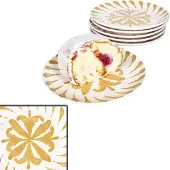 MamboCat 6x Wald ocker Kuchenteller Steingut 6 Pers. Dessertteller Frühstück Weihnachten