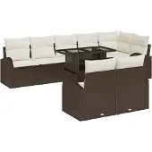 vidaXL Gartensofa-set 9 stk. Braun Poly Rattan