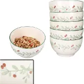 MamboCat 6x Holly Müsli-Schale Ø14,3cm 550ml Steingut 6 Personen Dessert-Bowl Weihnachten