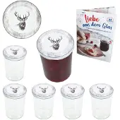 MamboCat 6er Set Sturzglas 435ml Einmachglas + TO-Deckel 82 Alois Hirsch + Heft