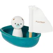 Plantoys Holzspielzeug Segelboot-Polarbär