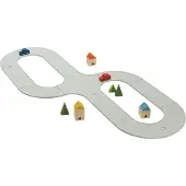 PlanToys Holzspielzeug Straßen- und Schienen-Set aus Gummi - Medium