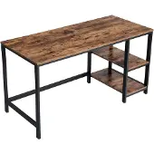Vasagle Schreibtisch vintagebraun-schwarz, Schreibtisch, Homeoffice, Gerade, Rechteckige Form, Braun, Partikelbord
