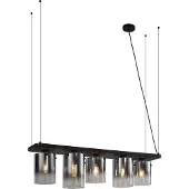 QAZQA - Moderne Hängelampe I Pendellampe I Pendelleuchte schwarz mit Rauchglas 5-flammig - Hybrid I Wohnzimmer I Schlafzimmer - Stahl Rechteckig - LED geeignet E27