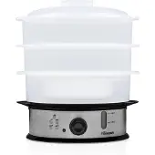Tristar VS-3914 Dampfgarer BPA frei, 3 Korb/Körbe, Schwarz, Edelstahl, Durchscheinend, Arbeitsplatte, Drehregler, Vorderseite, 11 l