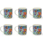 Excelsa Set Von 6 Espressotassen Mexican Flowers Porzellan 10 Cl Bunt