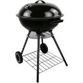 Alpina Charcoal BBQ - Kugelgrill Ø43 cm - Grill mit Deckel und Rädern - Integriertes Belüftungssystem - Herausnehmbare Aschenschale - Schwarz