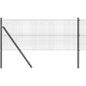 vidaXL Geschweißter Drahtzaun, bodenverankert 25 x 0,8 m Grau Netz