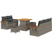 vidaXL Gartensofa-set 10 stk. 7-Sitzanzahl Grau Poly-Rattan