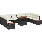 vidaXL Garten-Sofa-Set 11 stk. Schwarz Poly Rattan