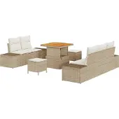vidaXL Gartensofa-set 8 stk. Beige Poly-Rattan