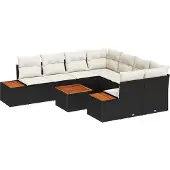 vidaXL Garten-Sofa-Set 9 Stk. Schwarz Poly Rattan