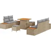 vidaXL Garten-Sofa-Set 8 stk. 7-Sitzanzahl Beige und Hellgrau