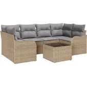 vidaXL Garten-Sofa-Set 7 stk. 6-Sitzanzahl Beige und Grau