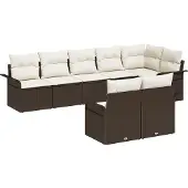 vidaXL Gartensofa-set mit Kissen 8 pcs Braun Poly-Rattan