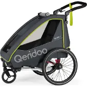 Qeridoo QUPA 1 - Kinderfahrradanhänger für 1 Kind, Farbe: Lime