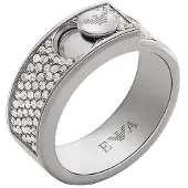 Emporio Armani Ring - Emporio Armani Stainless Steel with Crystals Sette - Gr. 50 - in Silber - für Damen
