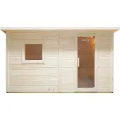 HOME DELUXE - Outdoor Saunahaus TALO XL - für 5 Personen, inkl. Vorraum - Maße: 400 x 217 x 221 cm, Holz: Fichtenholz - inkl. Saunaofen und Saunazubehör I Gartensauna, Außensauna, Sauna