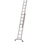 Hymer Schiebeleiter, zweiteilig, 2x8 Sprossen, Länge 2,40 / 4,09 m, Reichhöhe 4,92 m, Gewicht 9,2 kg