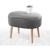 Atelier Del Sofa | Hocker Moile Samt grau Leinen 63x47x44 cm | NADUVI