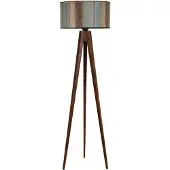 Opviq , Tripod Ceviz Lambader Silindir Renkli Abajurlu, Stehlampen, Mehrfarbig, Holz, 45 x 45 x 153 cm
