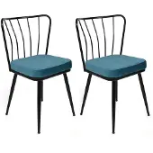 Skye Decor , Yldz-952 V2, Stuhlset (2 Stück), Blau, 100 % METALL, 43 x 42 x 82 cm