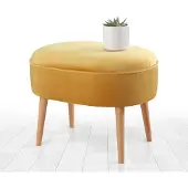 Atelier Del Sofa | Hocker Moile Samt gelb Leinen 63x47x44 cm | NADUVI