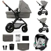 Kinderkraft MOOV 2 AIR 3-in-1 Kinderwagen - Aufblasbare Räder - 2-in-1-Sitz - Inklusive MINK PRO i-Size - Bis 27 kg - UPF50+ Verdeck - Grau