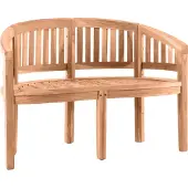 Möbilia Gartenbank 120 cm | Bananenbank 2-Sitzer aus Teak Holz | B 120 x T 53 x H 85 cm | natur | 11020012 | Serie GARTEN