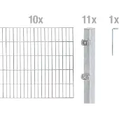 Alberts Doppelstabmatten Zaun, Höhe 140 cm, Länge 20 m, Zaun-Komplettset zum Einbetonieren, feuerverzinkt, Pfosten 60x40 mm