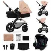 Kinderkraft MOOV 2 AIR 3-in-1 Kinderwagen - Aufblasbare Räder - 2-in-1-Sitz - Inklusive MINK PRO i-Size - Bis 27 kg - UPF50+ Verdeck - Beige