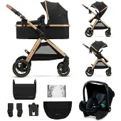 Kinderkraft ESME - multifunktionaler 3-in-1-Kinderwagen - bis 25 kg - Babywanne mit Belüftung - Travel System - große geländegängige Räder - Schwarz