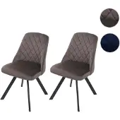 Mendler 2er-Set Esszimmerstuhl HWC-K25, Küchenstuhl Lehnstuhl Polsterstuhl, Metall Samt dunkelbraun