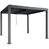 Mendler Pergola HWC-L46, Gartenpavillon Lamellen-Pavillon, 10cm-Aluminium-Gestell, Regenrinne sturmfest, 3x3m anthrazit