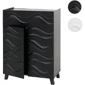Mendler Kommode HWC-N86, Schrank Sideboard Anrichte, 3D-Wellen-Design Push-to-open Türen 107x76x36cm schwarz