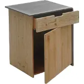 Mendler Kommode HWC-L76, Nachttisch Beistelltisch, Industrial Massiv-Holz MVG-zertifiziert 60x50x40cm, natur mit Metall-Optik