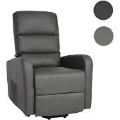 Mendler Fernsehsessel HWC-K62, Sessel Relaxsessel TV-Sessel Liege, Liegefunktion Aufstehhilfe, Metall Kunstleder grau