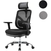Mendler Bürostuhl HWC-J92, Schreibtischstuhl, ergonomisch, verstellbare Lordosenstütze und Armlehne schwarz